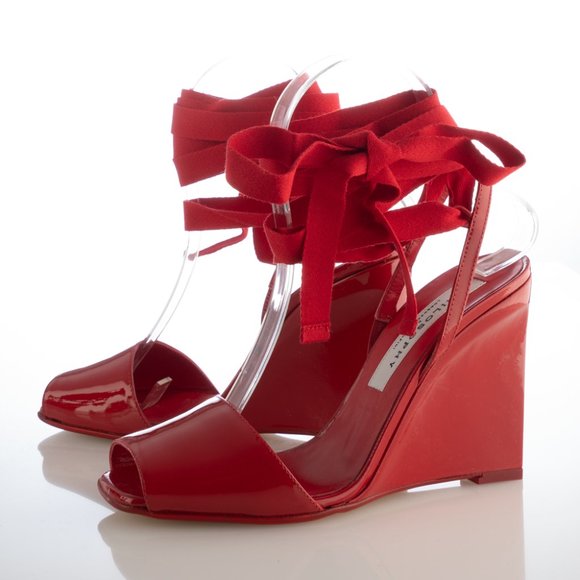 NIB Philosophy Di Lorenzo Serafini wrap Sandal in red-patent leather - Picture 9 of 12